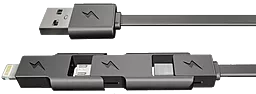 Кабель USB E-Power mini USB/micro USB/Lightning cable Black (EP121DC) - миниатюра 3