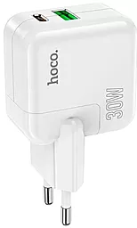 Мережевий зарядний пристрій з швидкою зарядкою Hoco C111A 30W PD/QC3.0 Lucky USB-A-C port White