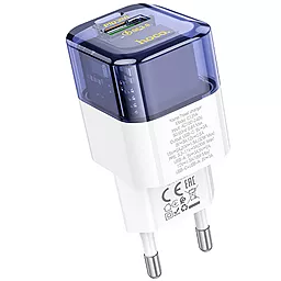 Сетевое зарядное устройство Hoco C131A Platium 30w PD/QC3.0 USB-C/USB-A ports fast charger USB-C/USB-C cable transparent blue - миниатюра 5