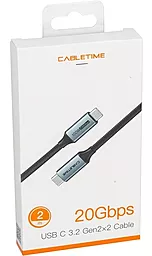 Кабель USB HD/PD CABLETIME 100w 5a 20Gbps 4k 60hz 2m USB Type-C - Type-C Cable Black (CA914234) - миниатюра 4