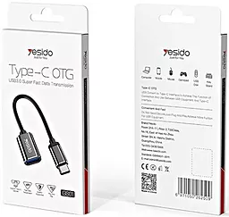 OTG-переходник Yesido GS01 M-F USB Type-C -> USB 2.0 Black - миниатюра 2