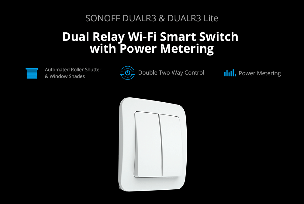 Смарт-переключатель Sonoff Wi-Fi с двойным реле и измерением мощности (DUALR3) / изоборажение №1