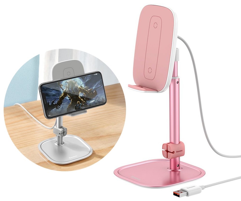 Настольный держатель Baseus Literary Wireless Charging Desktop Bracket Pink (SUWY-D0R) / изоборажение №1