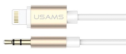 Аудіокабель Usams Lightning - DC 3.5mm Male Audio Line 1 м White/Gold (US-SJ093) / зображення №1