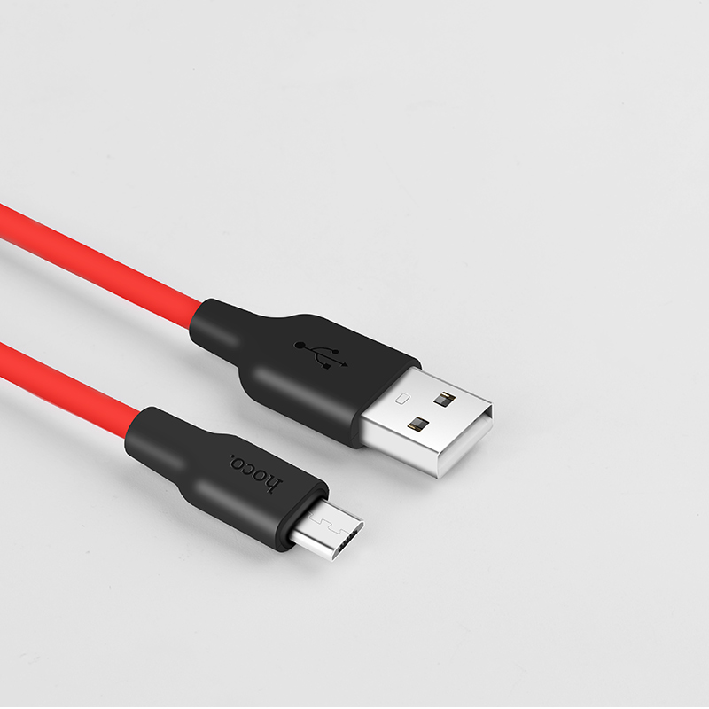 Кабель USB Hoco X21 Silicone micro USB Black/Red / изоборажение №4