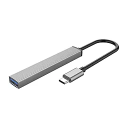 USB Type-C хаб Orico Type-C - USB3.0 2xUSB2.0 TF Cardreader Gray (AH-12F-GY-BP) - миниатюра 2