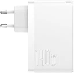 Мережевий зарядний пристрій Baseus GaN5 Pro 140w 2xUSB-C/USB-A ports + USB-C/USB-C 240w cable white (CCGP100202) - мініатюра 5