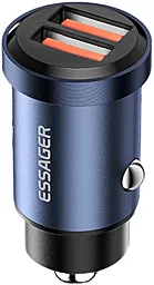 Автомобильное зарядное устройство Essager 30W 3А Gyroscope Mini Charger USB-A-A Blue (ECC2A-TL03) - миниатюра 2