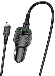Автомобильное зарядное устройство Borofone BZ21 Brilliant 48W PD30W+QC3.0 USB-A-C + USB-C-Lightning cable Black - миниатюра 4