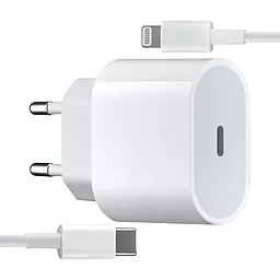 Сетевое зарядное устройство с быстрой зарядкой Apple 25W USB-C Power Adapter + USB-C to Lightning cable HQ Copy white - миниатюра 3