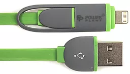 Кабель USB PowerPlant Quick Charge 2M 2-in-1 USB Lightning/micro USB Cable Green - миниатюра 4