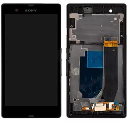 Дисплей Sony Xperia Z (C6602, C6603, C6606, C6616, L36h, L36i, L36a) с тачскрином и рамкой, оригинал, Black