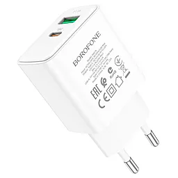 Сетевое зарядное устройство Borofone BA67A PD20W+QC3.0 White - миниатюра 2