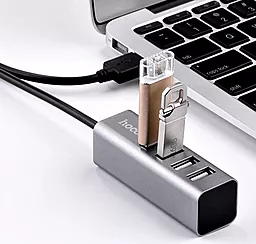 USB-A хаб Hoco HB1 Line Machine 0.8m USB-A to 4xUSB 2.0 hub Tarnish - мініатюра 6