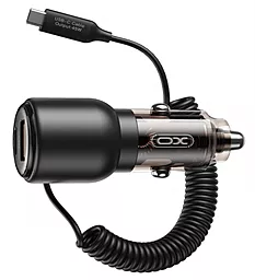 Автомобильное зарядное устройство XO CC59 110w PD/QC USB-C/USB-A ports car charging built in Type-C with cable black - миниатюра 3
