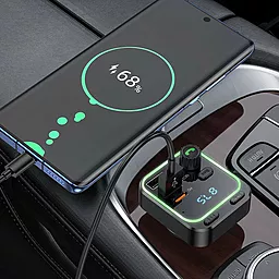 Автомобильное зарядное устройство Borofone BC53 Highway 38w PD/QC3.0 2xUSB-A/USB-C ports car charger black - миниатюра 5