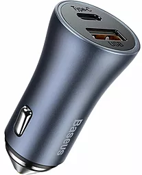 Автомобільний зарядний пристрій з швидкою зарядкою Baseus Golden Contactor Pro Dual USB-A/USB-C ports 40w QC 5A + USB-C/Lightning cable black (TZCCJD-B0G)