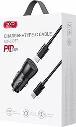 Автомобильное зарядное устройство XO CC57 PD 25w USB-C + USB-C to USB-C cable car charger black - миниатюра 5