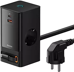 Сетевое зарядное устройство Baseus PowerCombo Digital PowerStrip 65W USB-C+A + Type-C Cable 1.5м Black (PSLR000301) - миниатюра 3