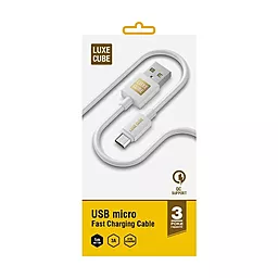 Кабель USB Luxe Cube 3A micro USB Cable White (7775557575273)