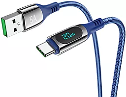 Кабель USB Hoco Extreme 20W 5A 1.2M USB Type-C Cable Blue