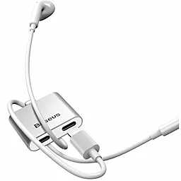 Аудіо-перехідник з додатковим живленням Baseus L39 Lightning-Lightning для iPhone Silver (CALL39-0S) - мініатюра 2