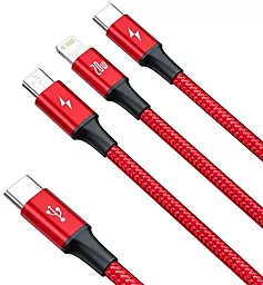 Кабель USB PD Baseus Rapid 20w 3.5a 1.5m 3-in-1 USB Type-C to Type-C/Lightning/micro USB cable red (CAMLT-SC09) - миниатюра 4
