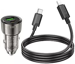 Автомобильное зарядное устройство Hoco Z52 Spacious 38w PD/QC3.0 USB-C/USB-A ports + USB-C/Lightning cable car charger black - миниатюра 3