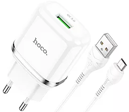 Сетевое зарядное устройство с быстрой зарядкой Hoco N3 Vigour 3A 18W + Micro USB Cable White - миниатюра 3