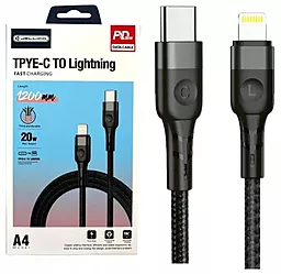 Кабель USB PD Jellico A4 20w 3a USB Type-C - Lightning cable black (RL066380) - миниатюра 3