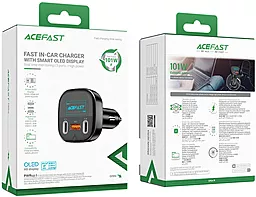 Автомобильное зарядное устройство AceFast Metal Car Charger OLED Smart Display B5 USB-A + 2USB QC3.0/PD 101W Black - миниатюра 8