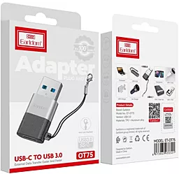 Адаптер-перехідник Earldom ET-OT75 M-F USB-A 3.0 -> USB Type-C Black - мініатюра 2