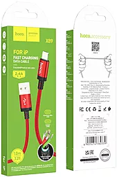 Кабель USB Hoco X89 2.4A Lightning Cable Red - миниатюра 3