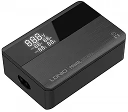 Сетевое зарядное устройство LDNio A4808Q 65W QC/PD 2xUSB-A-2xC c дисплеем Black - миниатюра 4
