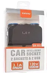 Автомобильное зарядное устройство с разветвителем прикуривателя EasyLife SK-803 Black - миниатюра 2
