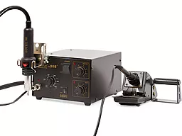 Паяльная станция компрессорная, двухканальная, комбинированная термовоздушная AOYUE 908+ (Фен, паяльник, 450 Вт) - миниатюра 3