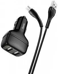 Автомобильное зарядное устройство Hoco Z36 Leader 2USB + micro USB Cable Black - миниатюра 2
