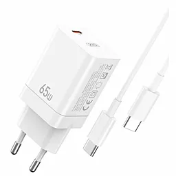 Сетевое зарядное устройство XO CE10 65w GAN PD USB-C + USB-C to USB-C cable white - миниатюра 2