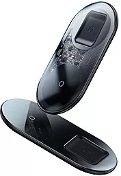 Беспроводное (индукционное) зарядное устройство быстрой QI зарядки Baseus Simple 2in1 Wireless Charger Pro Edition Transparent Black (WXJK-CA02) - миниатюра 3