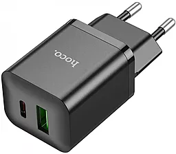 Сетевое зарядное устройство с быстрой зарядкой Hoco N28 USB C+A PD20W+QC3.0 3A Black - миниатюра 2