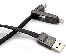 Кабель USB Remax Strive 2-in-1 USB Lightning/micro USB Cable Black (RC-042t) - миниатюра 2