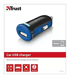 Автомобильное зарядное устройство Trust 5W Car Charger 1A Blue - миниатюра 5