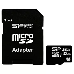 Карта памяти Silicon Power microSDHC 32GB Elite Class 10 UHS-I U1 + SD-адаптер (SP032GBSTH011V10SP)