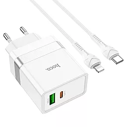 Мережевий зарядний пристрій Hoco N21 Topspeed PD30W QC3.0 + USB Type-C to Lightning Cable White
