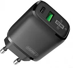 Сетевое зарядное устройство Intaleo TCGQPD220 20w PD/QC USB-C/USB-A ports fast charger black - миниатюра 2