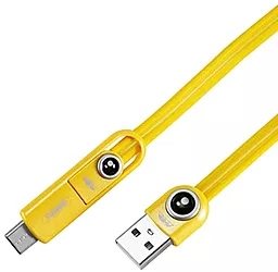 Кабель USB Remax Cutie 3-in-1 USB Type-C/Lightning/micro USB Cable Yellow (RC-073th) - миниатюра 2