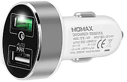 Автомобільний зарядний пристрій з швидкою зарядкою Momax 18w QC3.0 2xUSB-A car charger white (UC9)