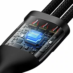 Кабель USB PD Baseus Flash II 20V 5A 1.5M 3-in-1 USB-C - Type-C/Lightning/micro USB Cable Black (CASS030201) - миниатюра 4