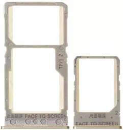 Держатель (лоток) Сим карты Xiaomi Redmi 6 / Redmi 6A и карты памяти Dual SIM, комплект 2 шт. Gold