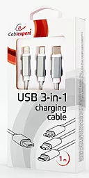 Кабель USB Cablexpert 3-in-1 USB Type-C/Lightning/micro USB Cable Silver (CC-USB2-AM31-1M-S) - миниатюра 2